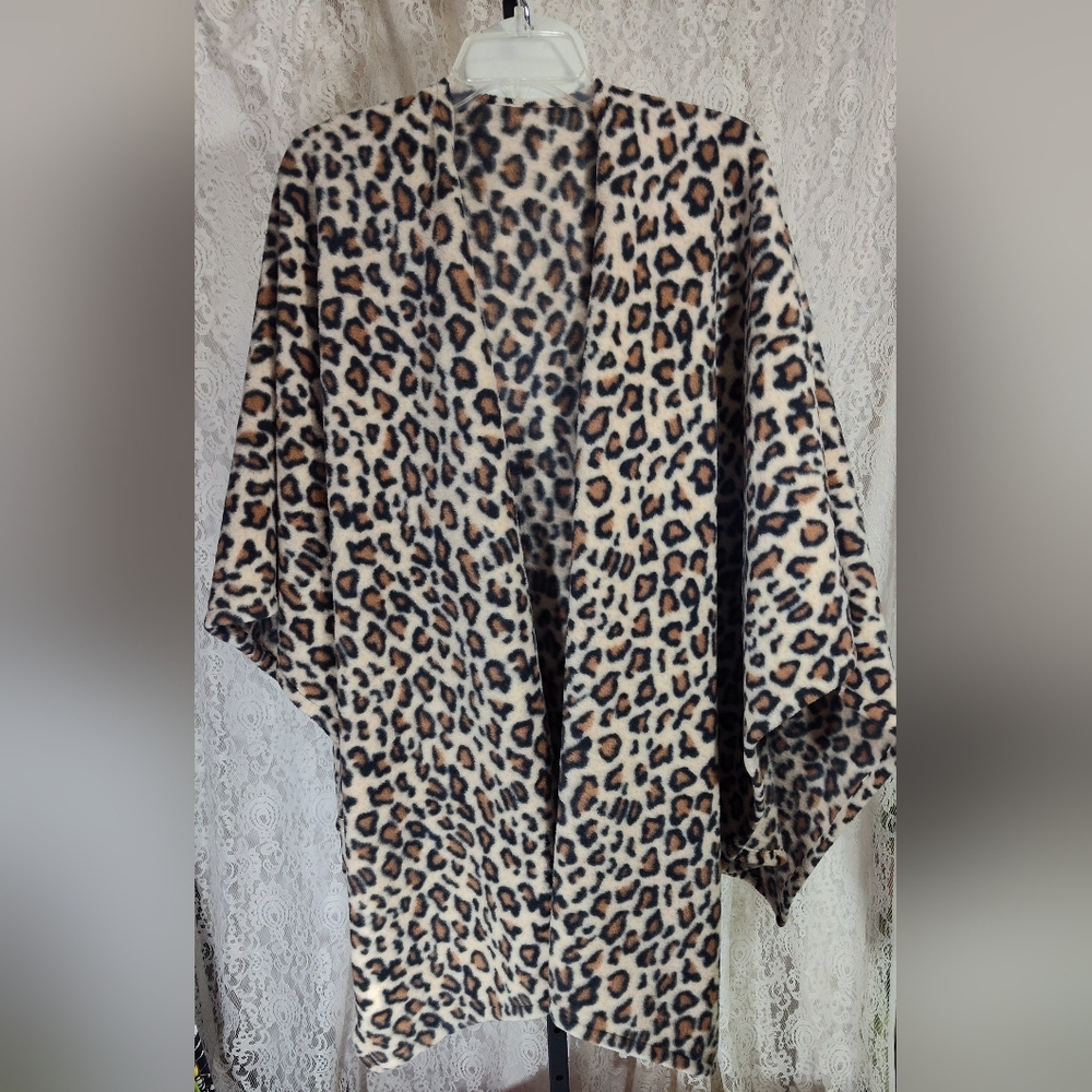 Leopard Print Open Front Kimono Wrap